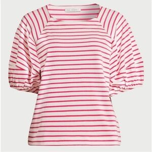 Free Assembly Women’s Balloon Sleeve Pink Striped Tee S cotton